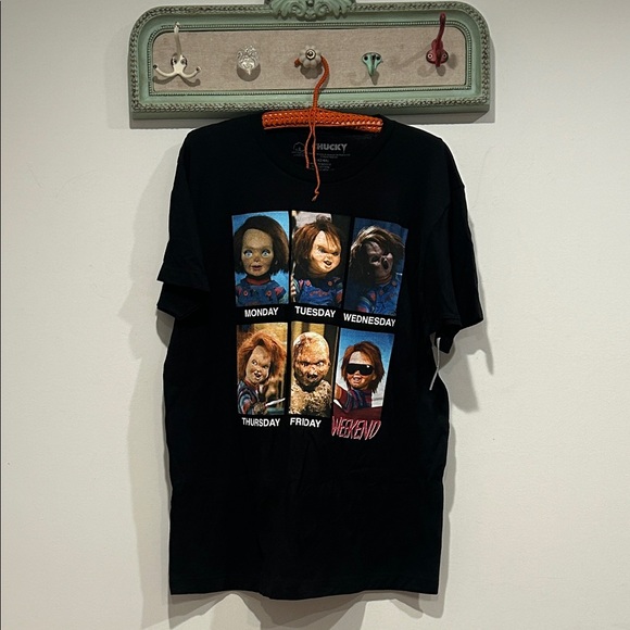 Chucky 7 days a week short sleeve Black graphic horror Tee large adult unisex - Picture 1 of 4